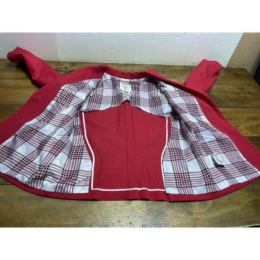 BROOKS BROTHERS Red Fleece Women's Red Cotton Viscose Stretch Blazer Size 12 - Picture 13 of 16